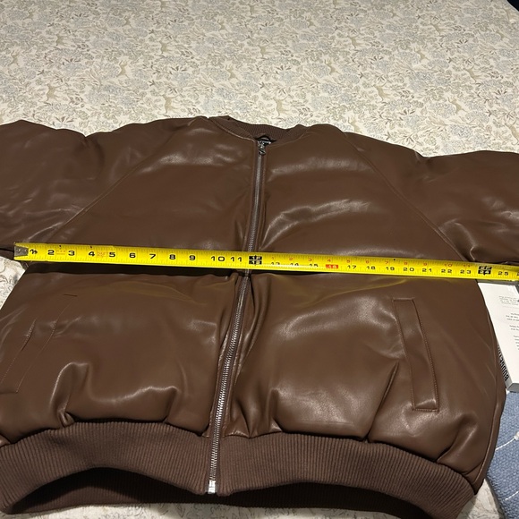 NWOT Set Active brown vegan leather bomber jacket - Brown - Picture 5 of 5